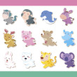 cute cartoon animal icon set