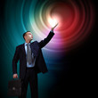 Businessman with light shining
