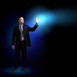 Businessman with light shining
