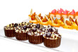 Various cakes on display in the cafe
