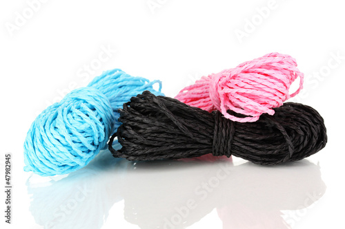 Photo: Colored ropes isolated on white background Colored ropes isolated on white background
