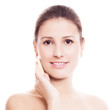 woman applying makeup