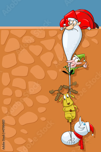 Vector: vector illustration of Snowman and Elf with Santa's beard vector illustration of Snowman and Elf with Santa's beard