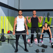 gym group with weight lifting bar crossfit workout