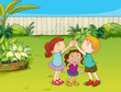 Kids playing in a beautiful nature