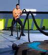 Crossfit battling ropes at gym workout exercise