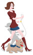 Sexy Girl with Pet Dog Vector Illustration