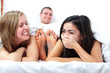 Lucky man with two girls