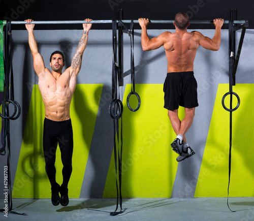 Photo: Crossfit toes to bar men pull-ups 2 bars workout Crossfit toes to bar men pull-ups 2 bars workout