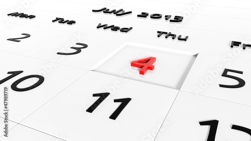 Illustration: Holiday Calendar. Independence Day Holiday Calendar. Independence Day