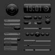 Dark Web UI Elements. Buttons, Switches, bars