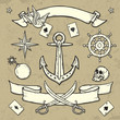Vector: Set of Old School Tattoo Elements Set of Old School Tattoo Elements