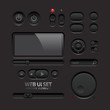 Dark Web UI Elements. Buttons, Switches, bars