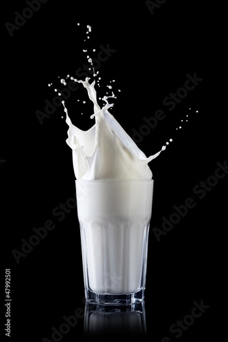 Photo: Splash in a glass with milk Splash in a glass with milk
