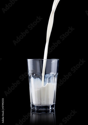 Photo: Filling a glass with milk Filling a glass with milk