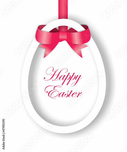 Illustration: Paper Easter egg hanging on a bow Paper Easter egg hanging on a bow