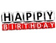Illustration: 3D Happy Birthday Button Click Here Block Text 3D Happy Birthday Button Click Here Block Text