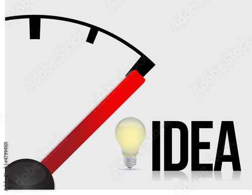 Illustration: Ideas and needle pointing to a full light bulb Ideas and needle pointing to a full light bulb