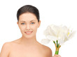 lovely woman with lily flower