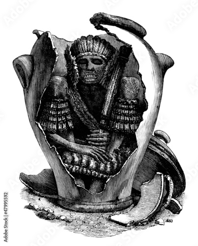 Illustration: Mummy - South American Indian - Momie dans sa Sépulture Mummy - South American Indian - Momie dans sa Sépulture