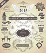 Vektor: Christmas decoration- Set of calligraphic and vintage labels Christmas decoration- Set of calligraphic and vintage labels