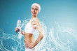 Sport woman and pure water