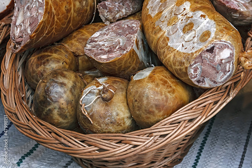 Photo: Traditional bio aspic pieces in wicker basket Traditional bio aspic pieces in wicker basket
