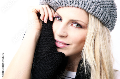 Photo: Beautiful blonde girl in winter fashion Beautiful blonde girl in winter fashion