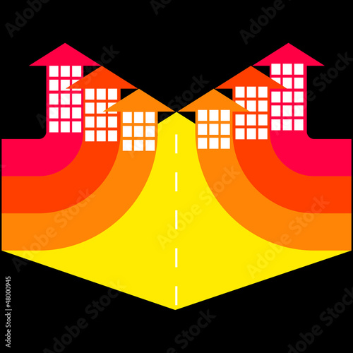 Vector: City streets with buildings - arrows, vector City streets with buildings - arrows, vector