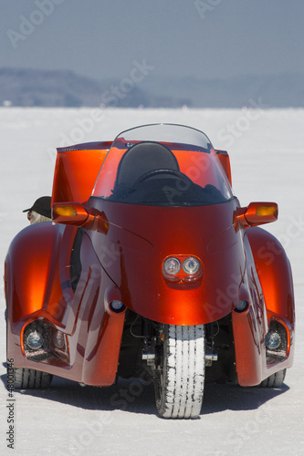 Photo: Racing motor bike in Bonneville Salt Flats Racing motor bike in Bonneville Salt Flats