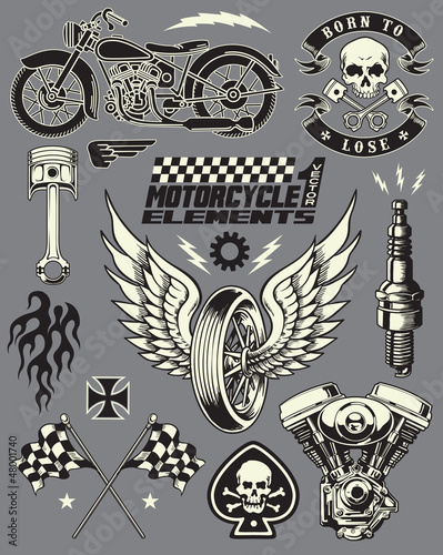 Vector: Motorcycle Vector Elements Set Motorcycle Vector Elements Set