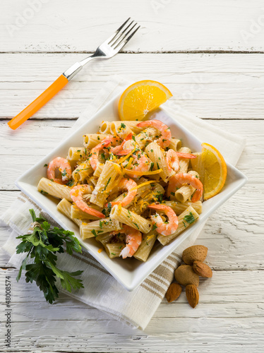 Photo: pasta with shrimp orange peel and almond pasta with shrimp orange peel and almond