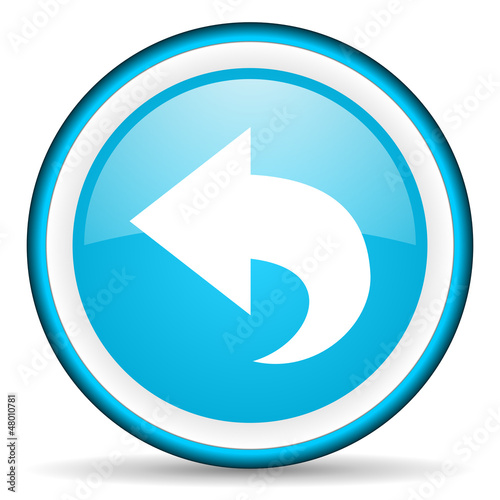 Illustration: back blue glossy icon on white background back blue glossy icon on white background