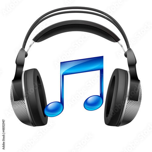 Illustration: Headphones and musical note Headphones and musical note
