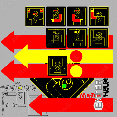 Vector: человек конструктор,рука указатель. человек конструктор,рука указатель.