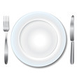 Vektor: Plate, knife and fork isolated - vector illustration Plate, knife and fork isolated - vector illustration