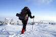 Winter hiking in snowshoes.