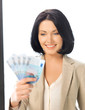 lovely woman with euro cash money