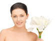 lovely woman with lily flower