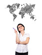 woman and wopld map