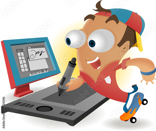 Vector: Fun Designer with tablet Fun Designer with tablet