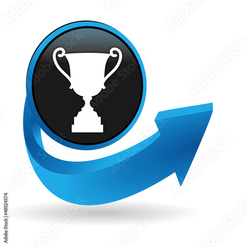 Vector: trophée sur bouton flêche bleue trophée sur bouton flêche bleue