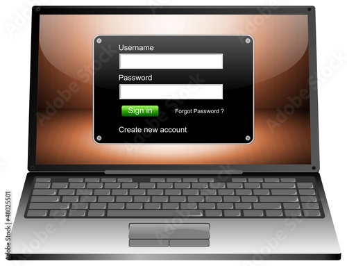 Illustration: Laptop mit Login Fenster Laptop mit Login Fenster