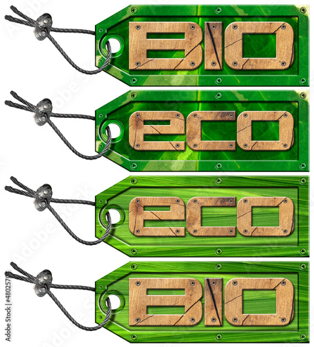 Illustration: Bio Eco Green Tags - 4 items Bio Eco Green Tags - 4 items