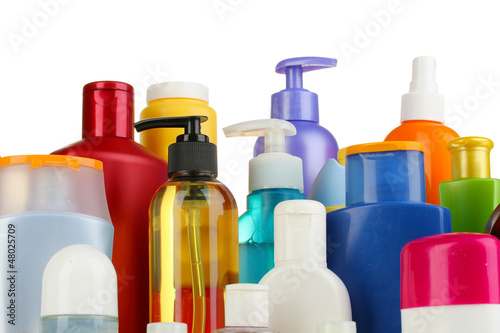 Photo: A lot of different cosmetic products for personal care isolated A lot of different cosmetic products for personal care isolated