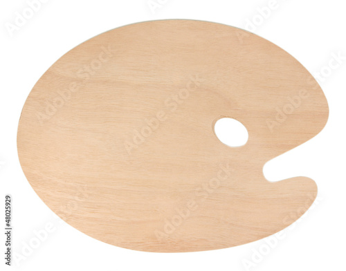 Photo: Wooden art palette isolated on white Wooden art palette isolated on white