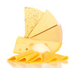 Various types of cheese isolated on white