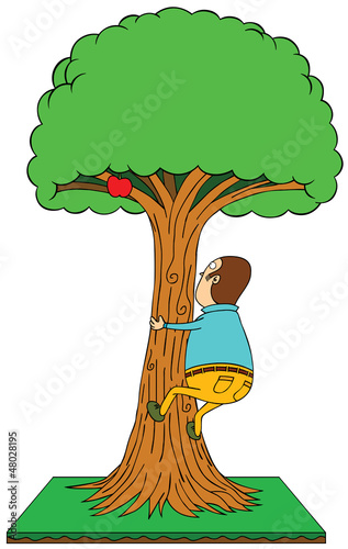 Vector: climbing apple tree climbing apple tree