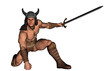 Illustration: Illustration barbarian warrior with a sword Illustration barbarian warrior with a sword