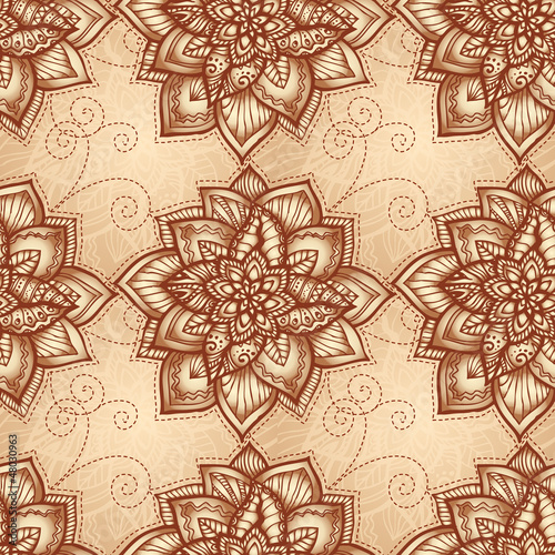 Vector: Vintage floral pattern with doodle flowers Vintage floral pattern with doodle flowers